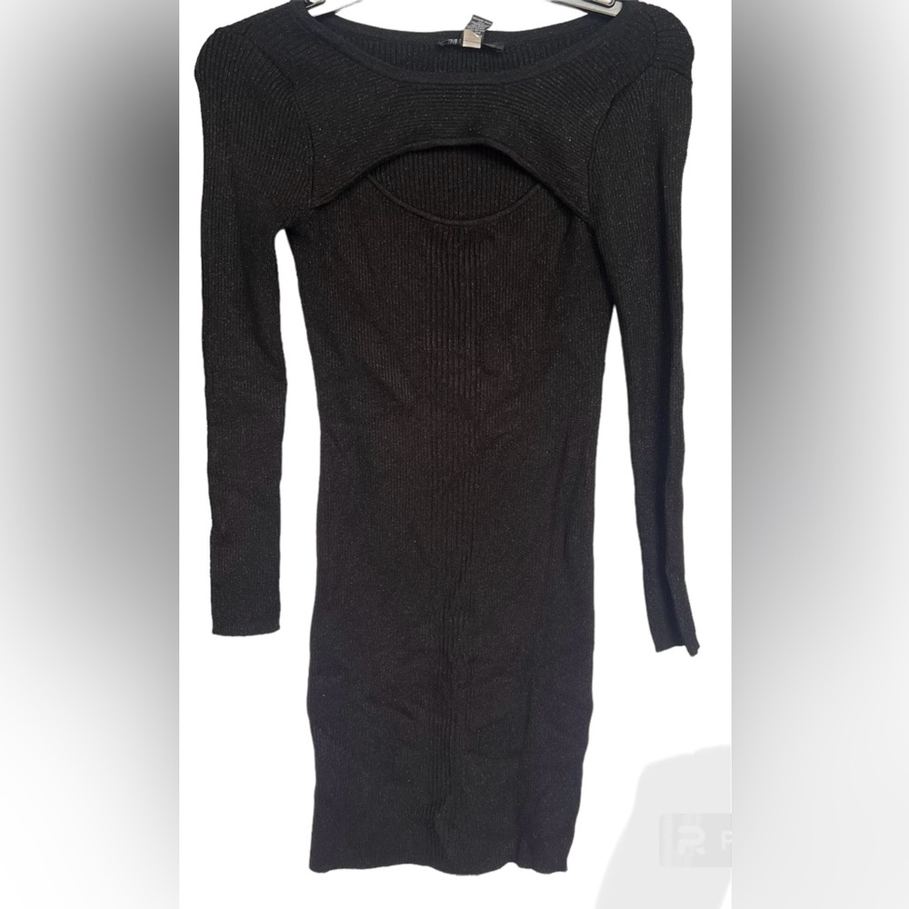 INC International Concepts Black Lurex Open-Chest Bodycon Dress Size Petite S
